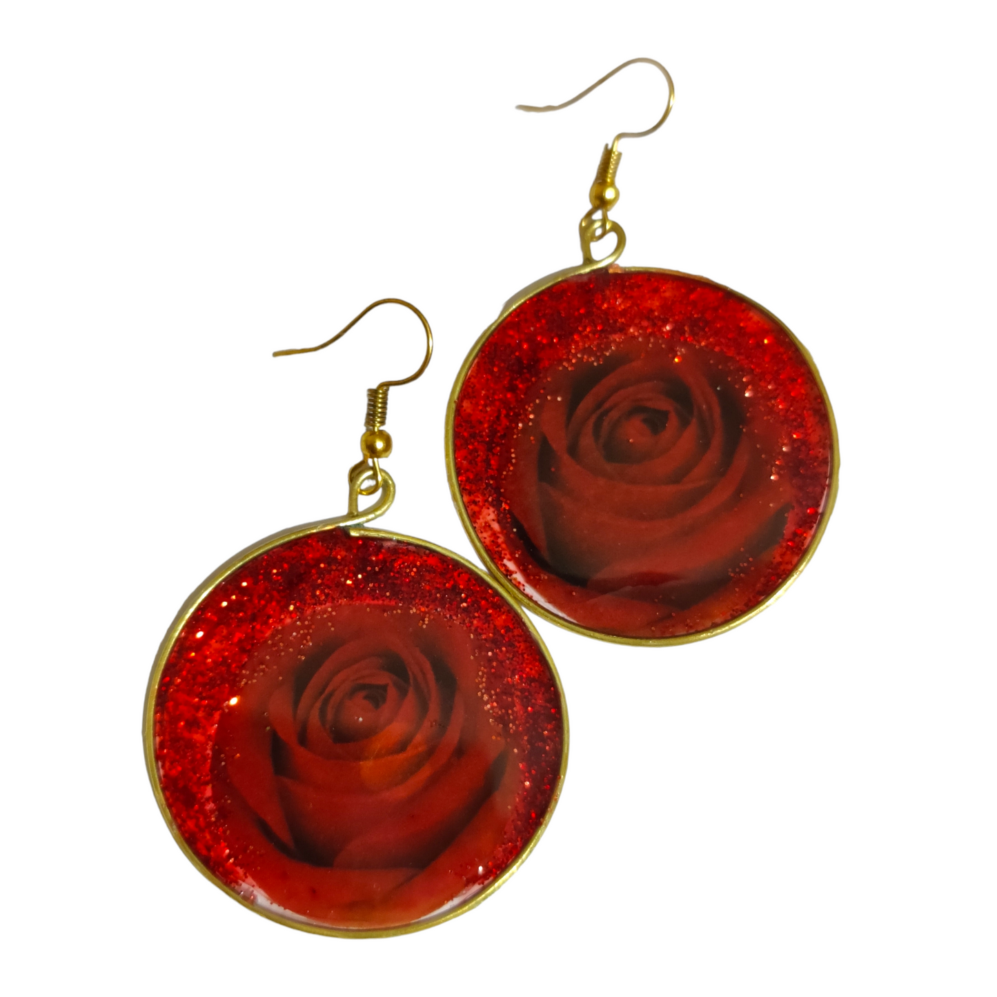 Gilded Rose & Glitter Halo: Circular UV Resin Earrings