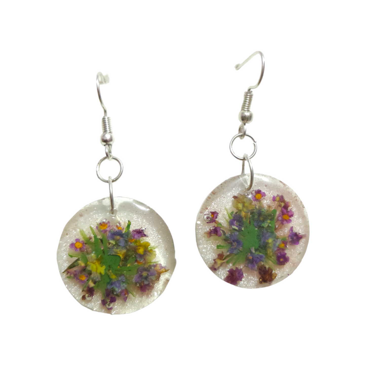 Wildflower Meadow: Circular UV Resin Bouquet Earrings