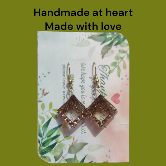 Gilded Bronze Geometric UV Resin Dangle Earrings