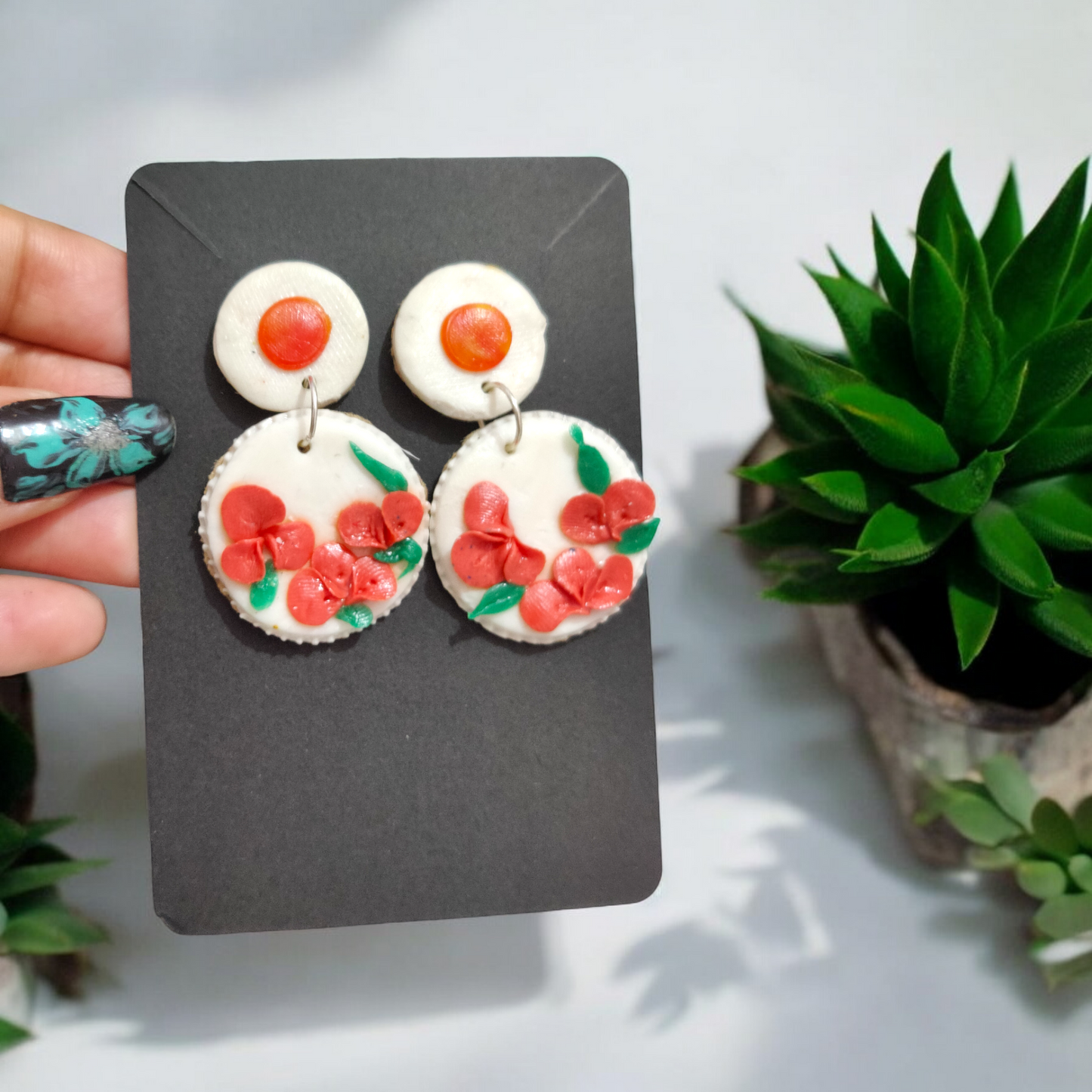 The Scarlet Garden Two-Tier Polymer Clay Earrings