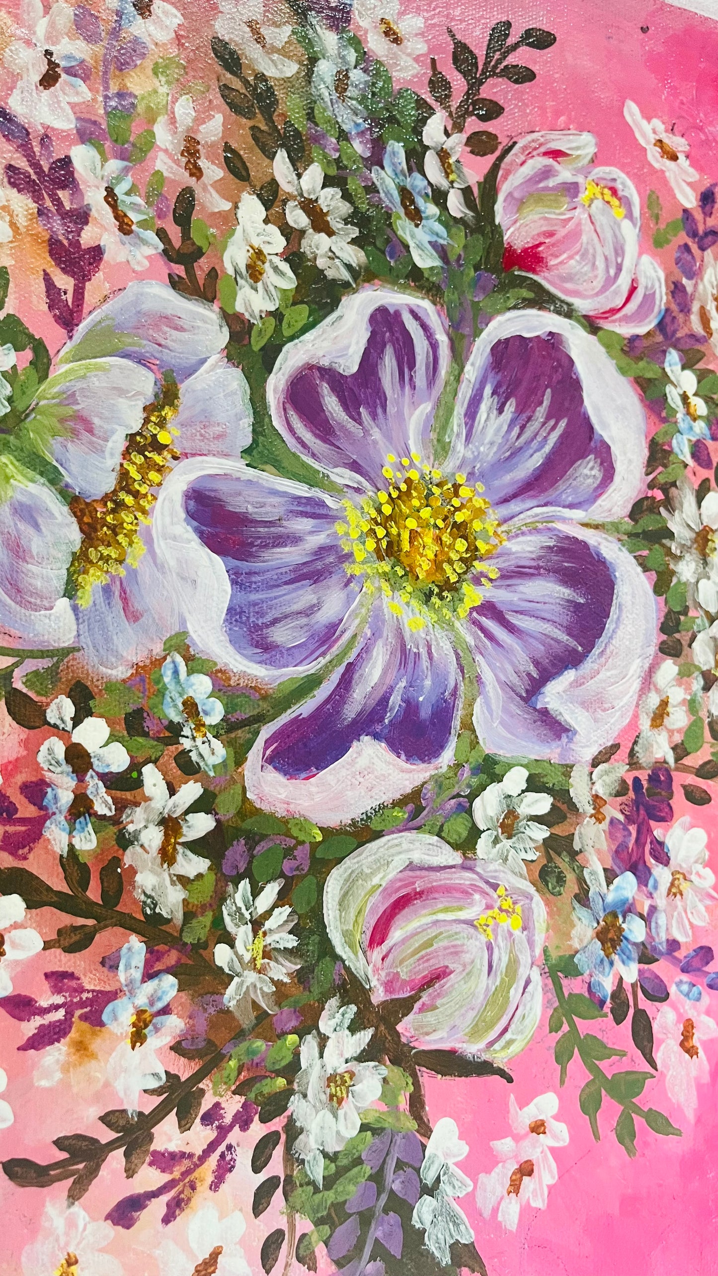 Original painting , Pop of Pink 🌸,Acrylic on canvas 16x12 in(Un-Framed)