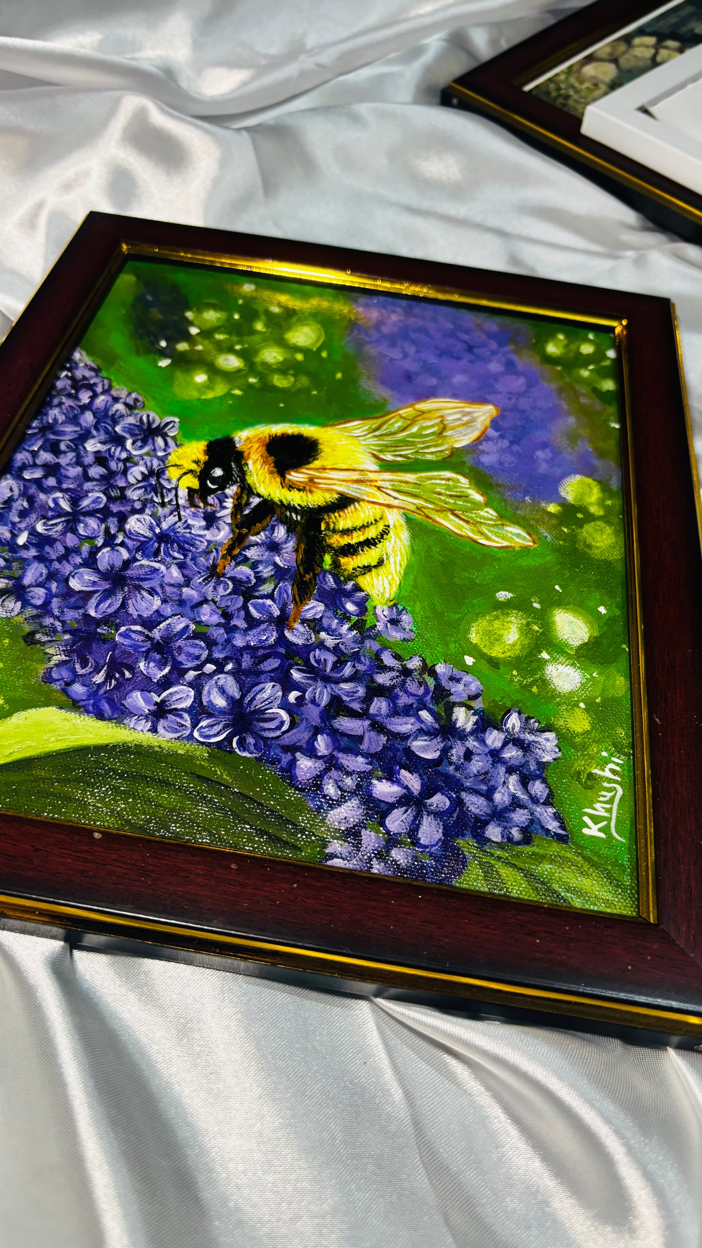 Original Paintings |A Little Visitor|Acrylic on Canvas 12x10 in (Framed)