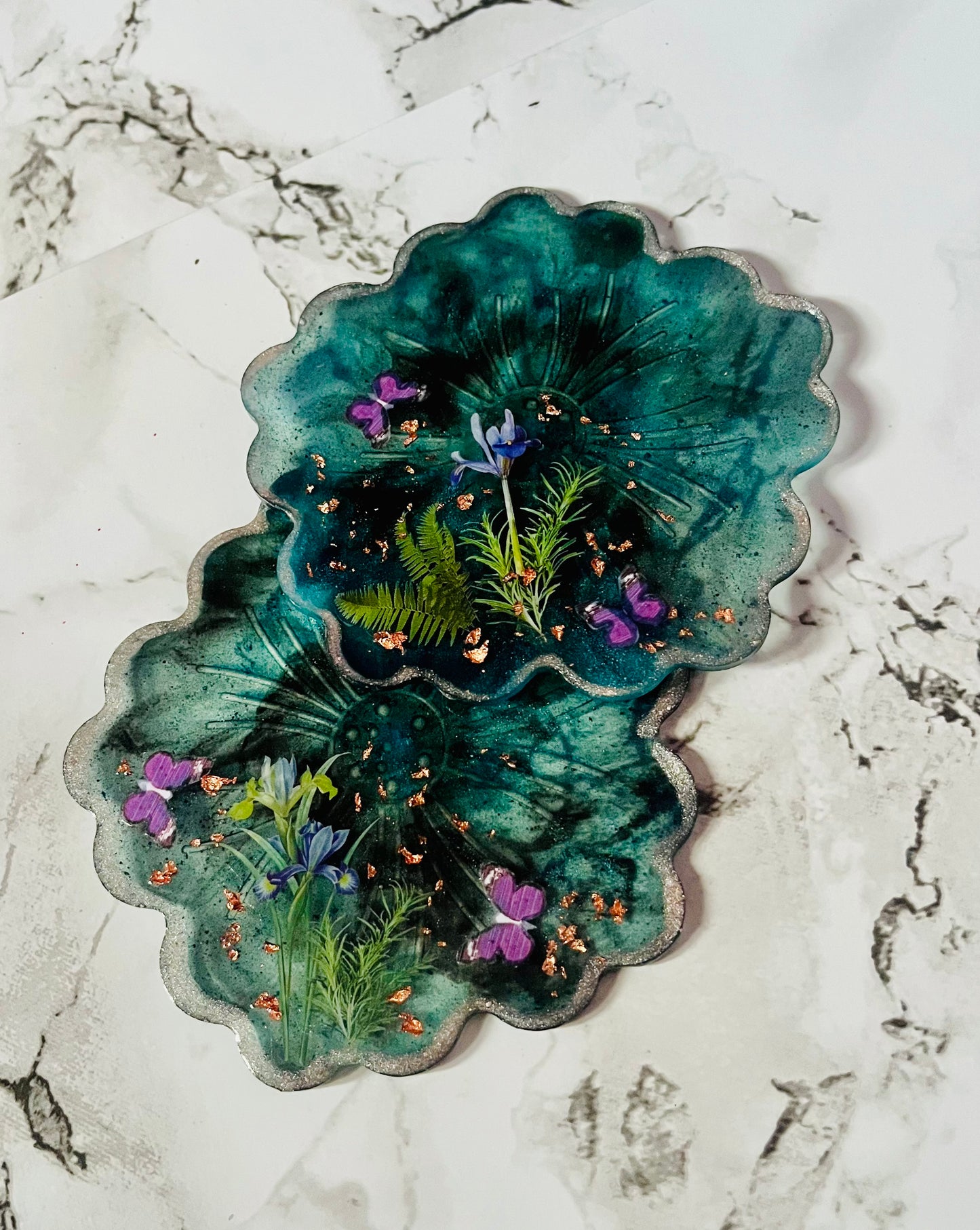 Handmade UV Resin Enchanted Midnight Garden Coaster