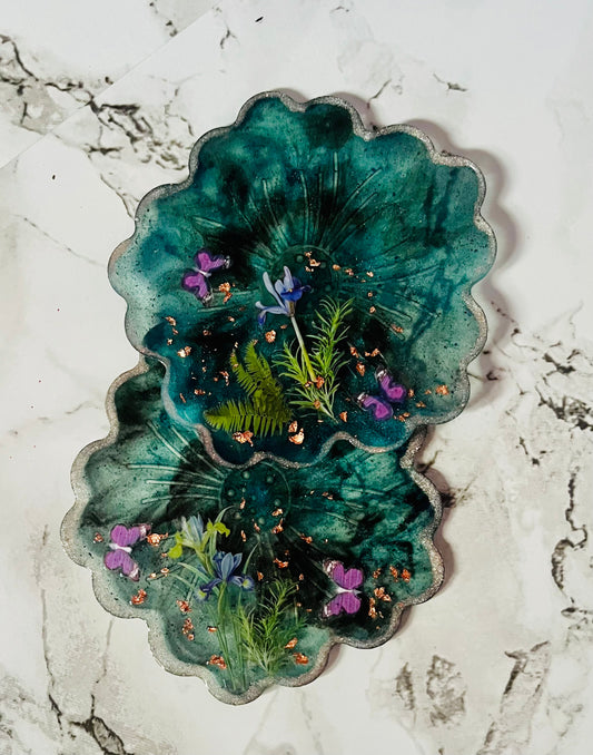 Handmade UV Resin Enchanted Midnight Garden Coaster