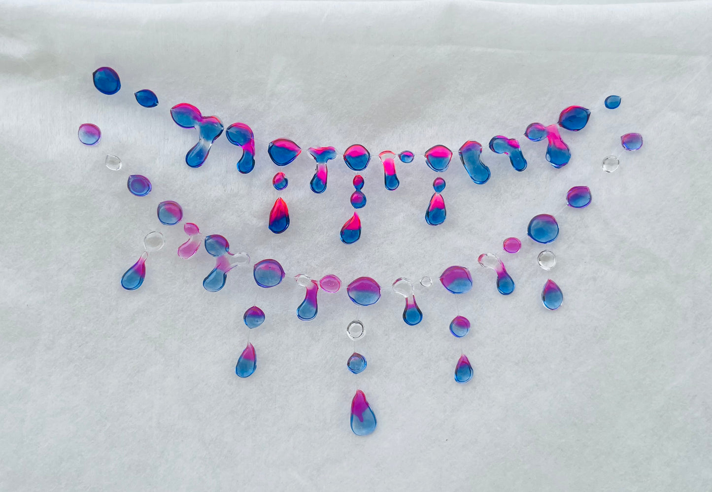 Handcrafted Design: Unique, multi-layered resin drops