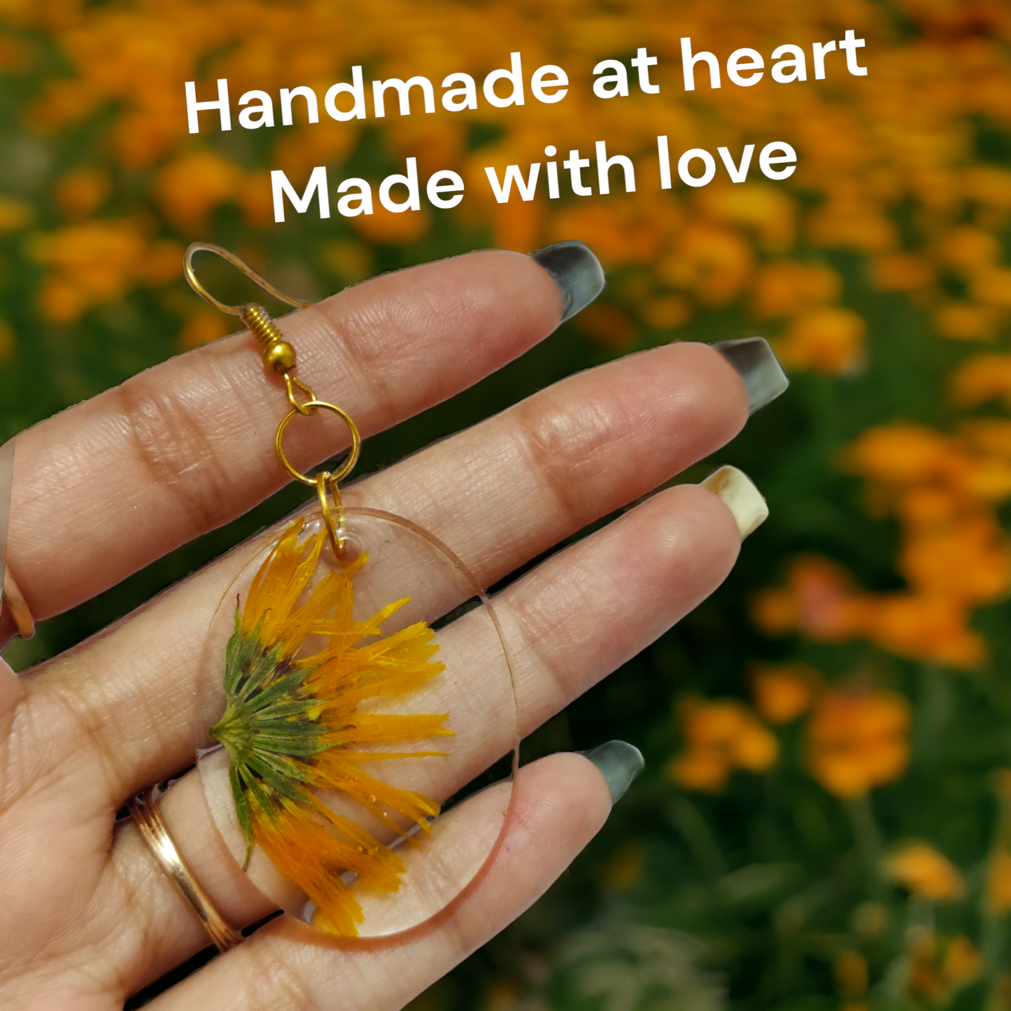 Handmade UV Resin Earrings | Real Dried Flowers & Painted Art