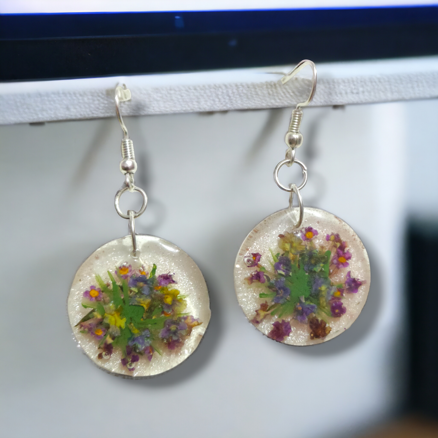 Wildflower Meadow: Circular UV Resin Bouquet Earrings