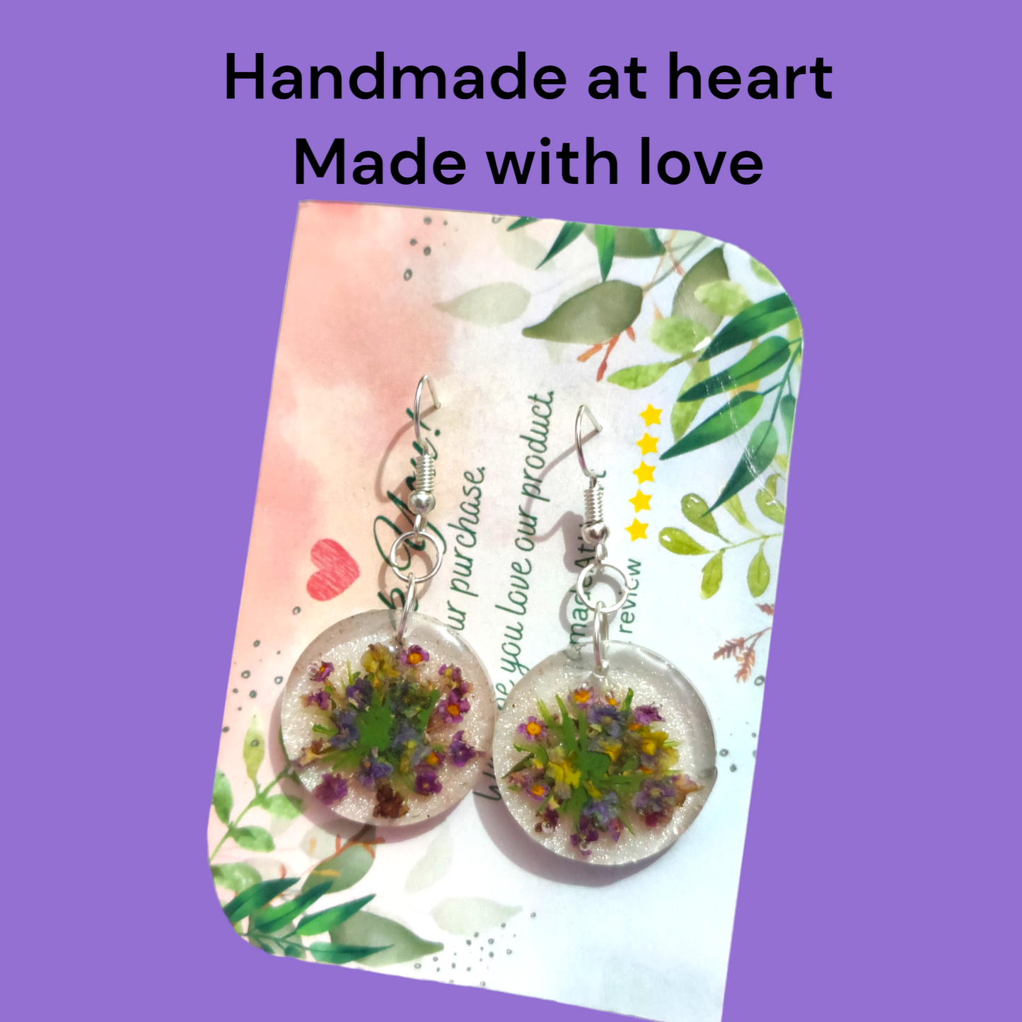 Wildflower Meadow: Circular UV Resin Bouquet Earrings