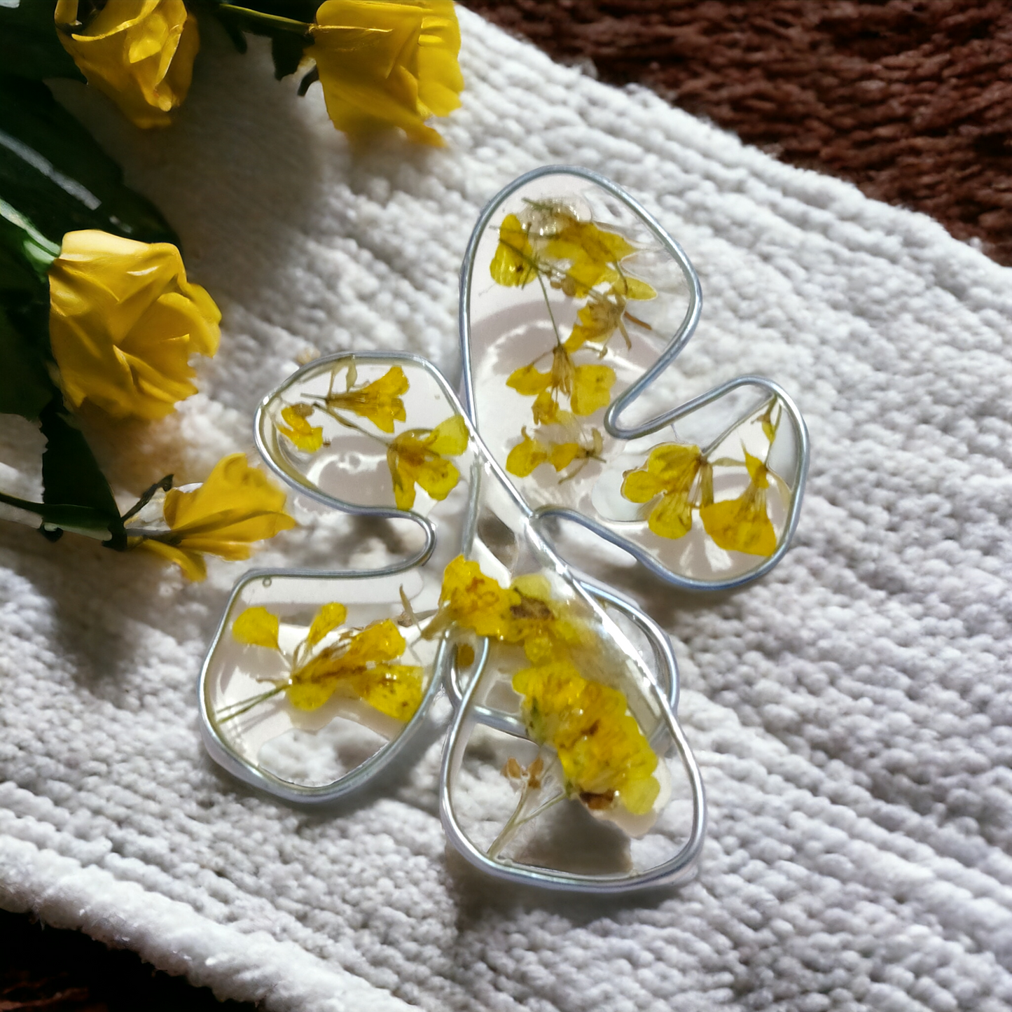 Abstract Bloom: Wavy Yellow Botanical Statement Studs