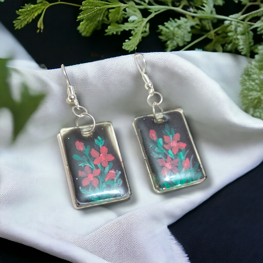 Handmade UV Resin Earrings | Real Dried Flowers & Painted Art
