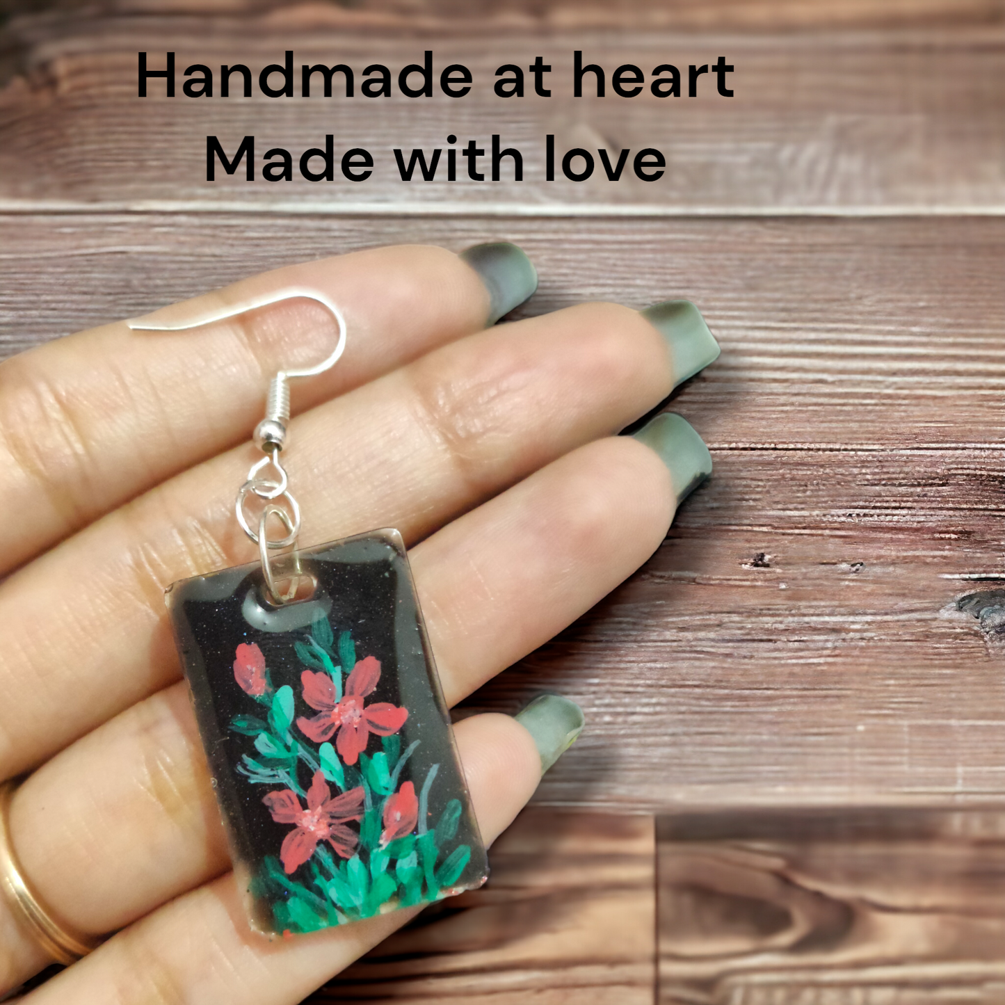 Handmade UV Resin Earrings | Real Dried Flowers & Painted Art