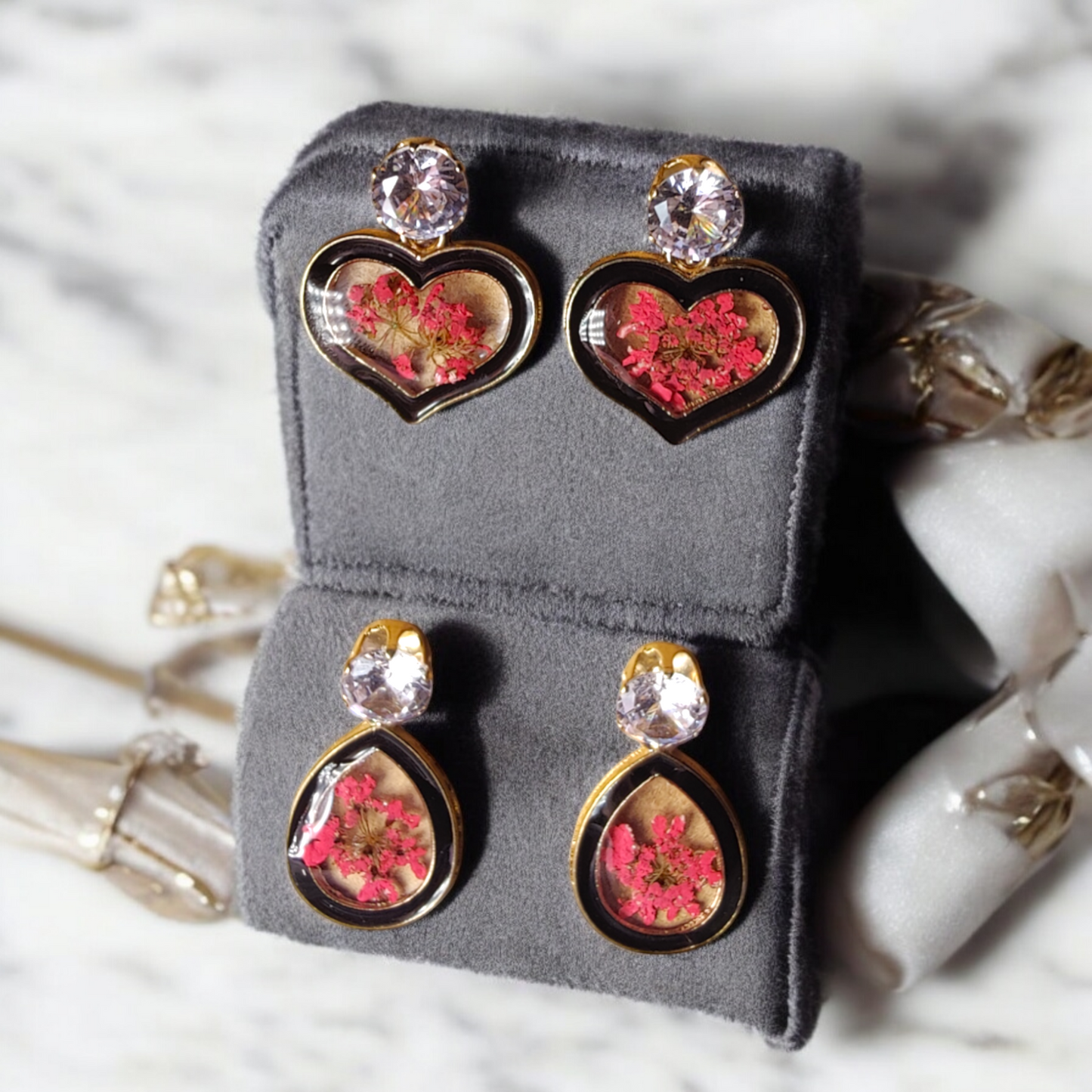 The Romance Collection: Real Pink Flower Statement Drops