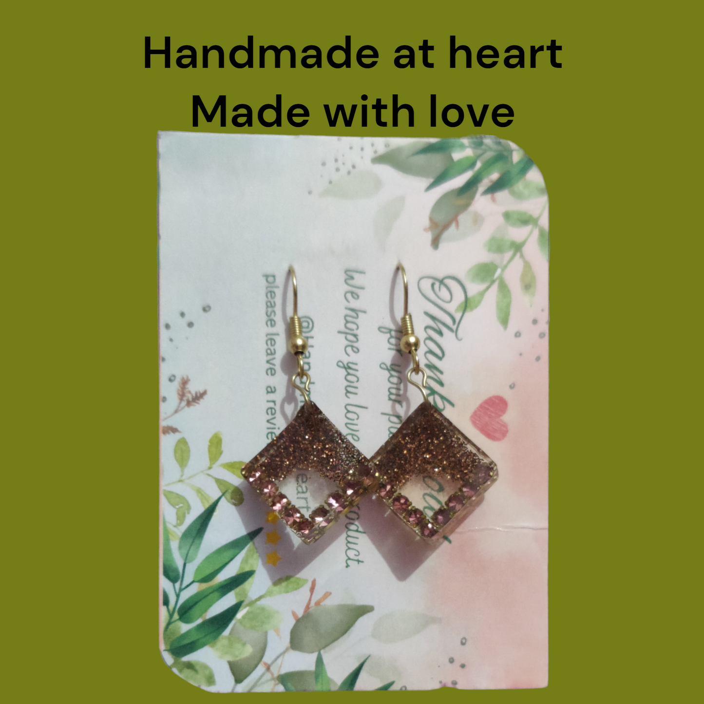 Gilded Bronze Geometric UV Resin Dangle Earrings