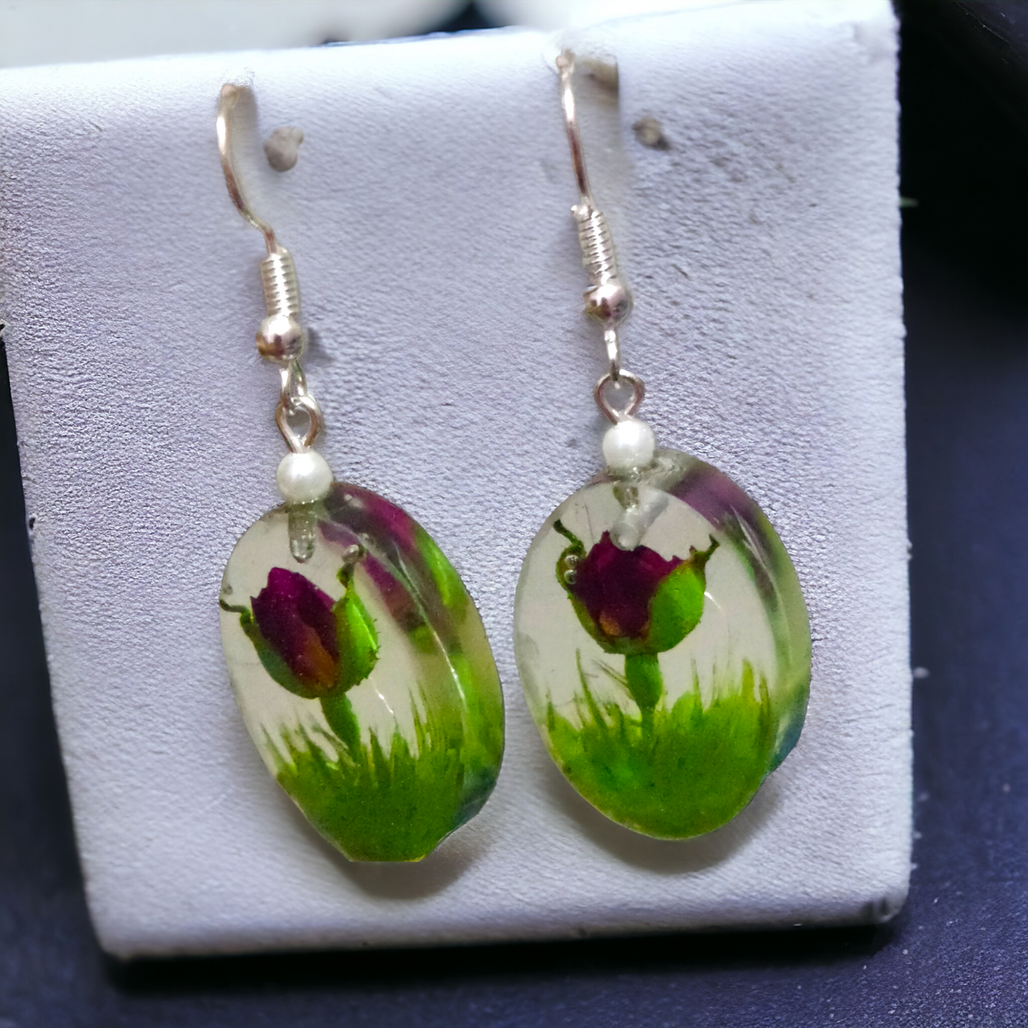 Secret Garden Terrarium: 3D Rosebud UV Resin Earrings