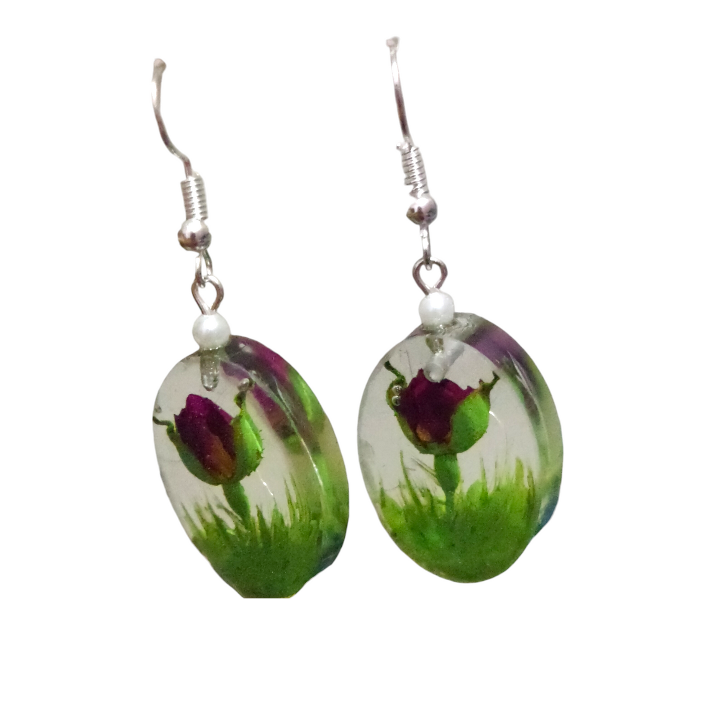 Secret Garden Terrarium: 3D Rosebud UV Resin Earrings