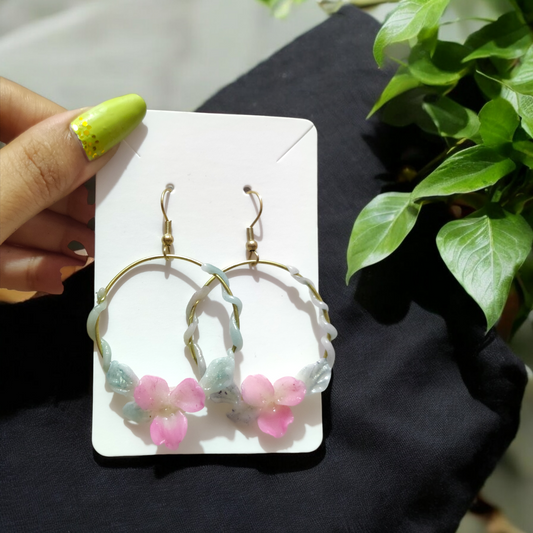 Enchanted Orchid: Twisted Vine Polymer Clay Hoop Earrings