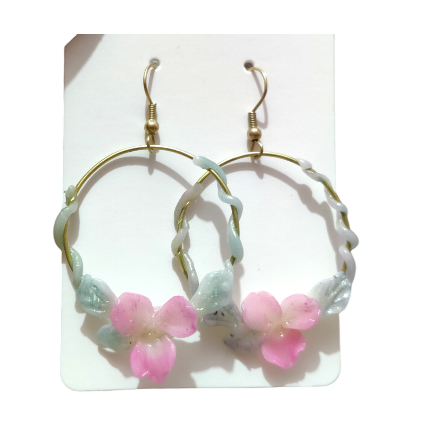 Enchanted Orchid: Twisted Vine Polymer Clay Hoop Earrings