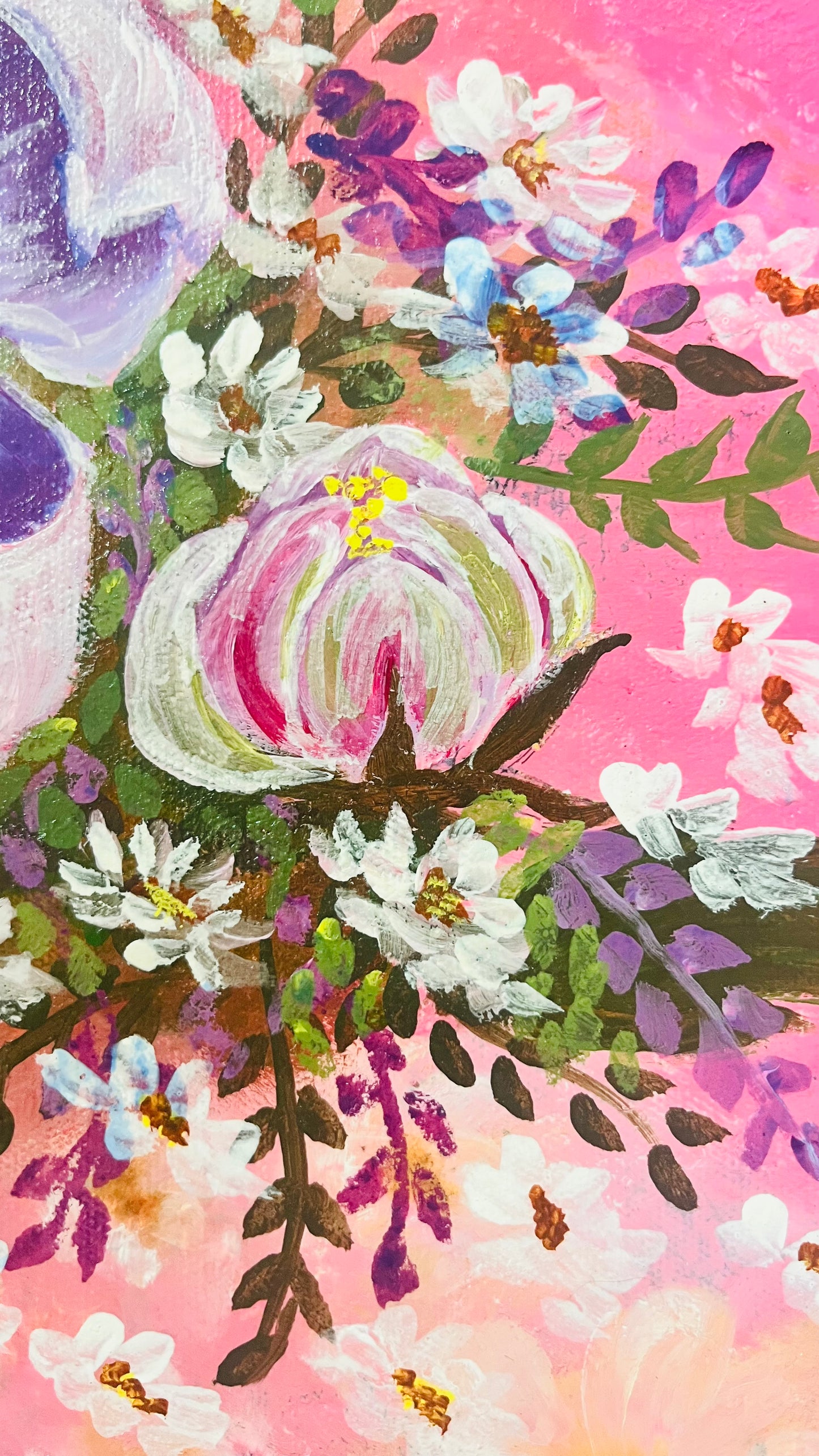 Original painting , Pop of Pink 🌸,Acrylic on canvas 16x12 in(Un-Framed)