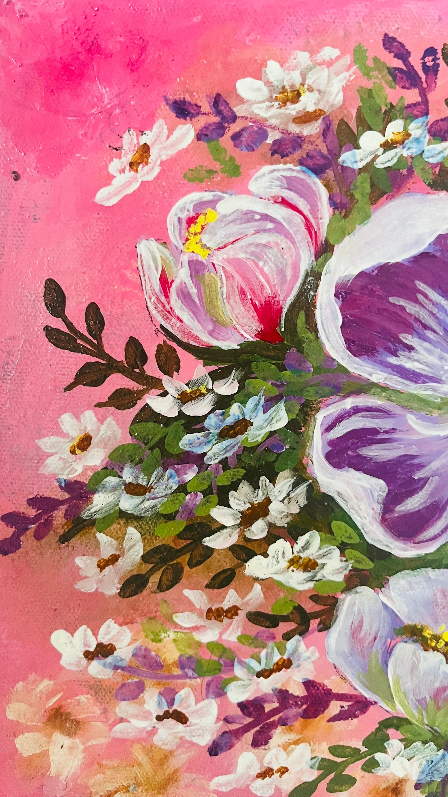 Original painting , Pop of Pink 🌸,Acrylic on canvas 16x12 in(Un-Framed)