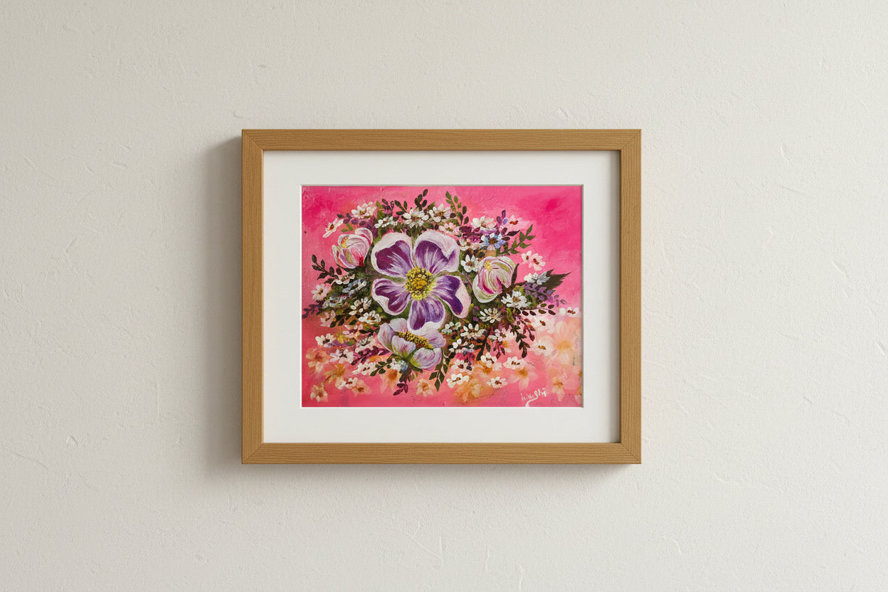 Original painting , Pop of Pink 🌸,Acrylic on canvas 16x12 in(Un-Framed)