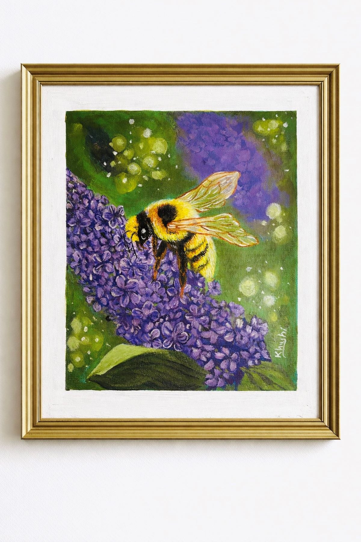 Original Paintings |A Little Visitor|Acrylic on Canvas 12x10 in (Framed)