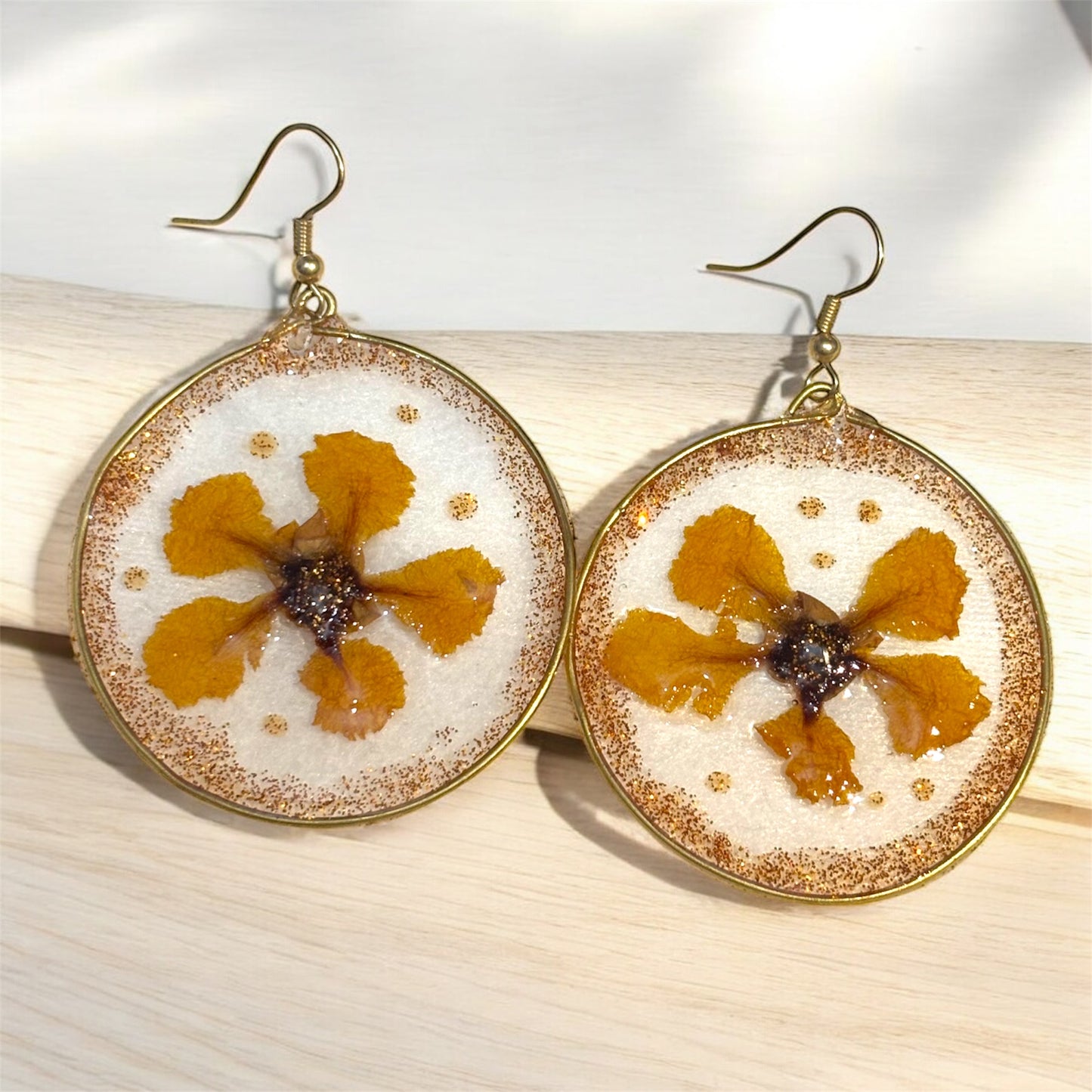 Handmade Original Flower UV  Resin Dangle Earrings