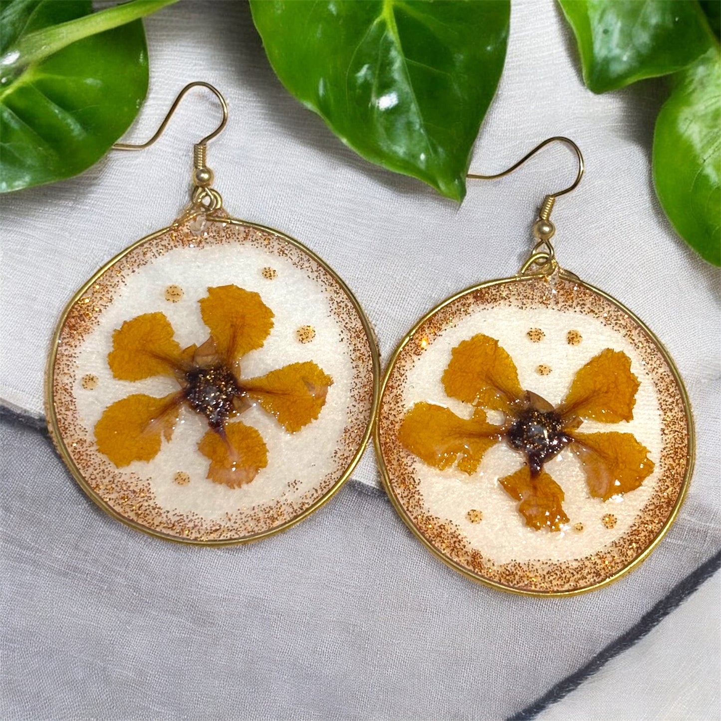Handmade Original Flower UV  Resin Dangle Earrings