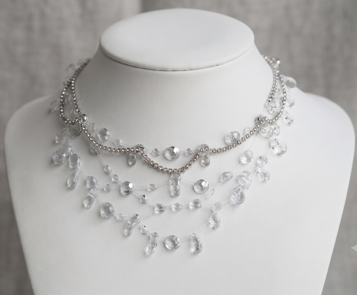 Crystal Waterfall Layered Necklace