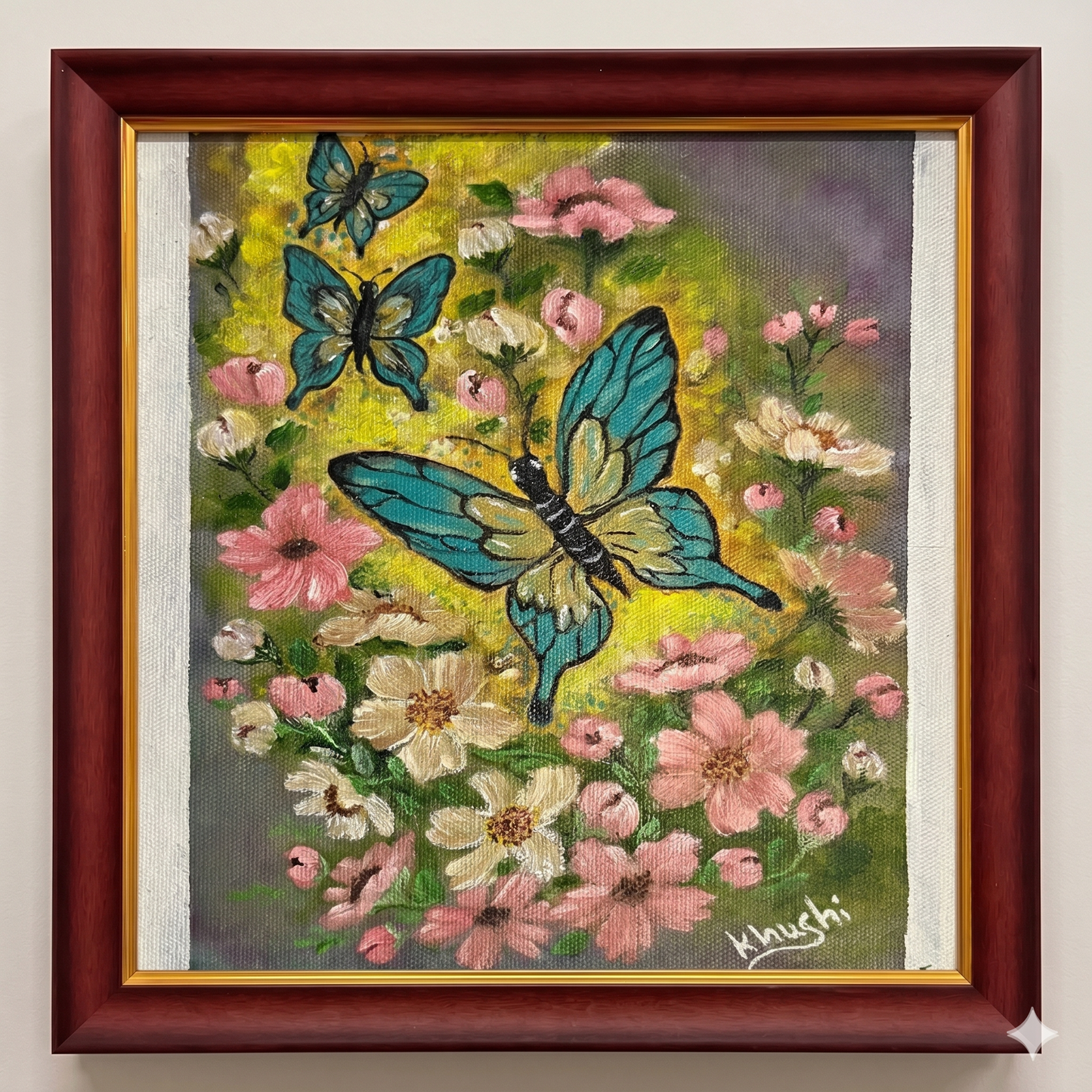 Original Paintings ,Whispers of Spring Wings,Oil on Canvas, 10x8 in (un-Framed)