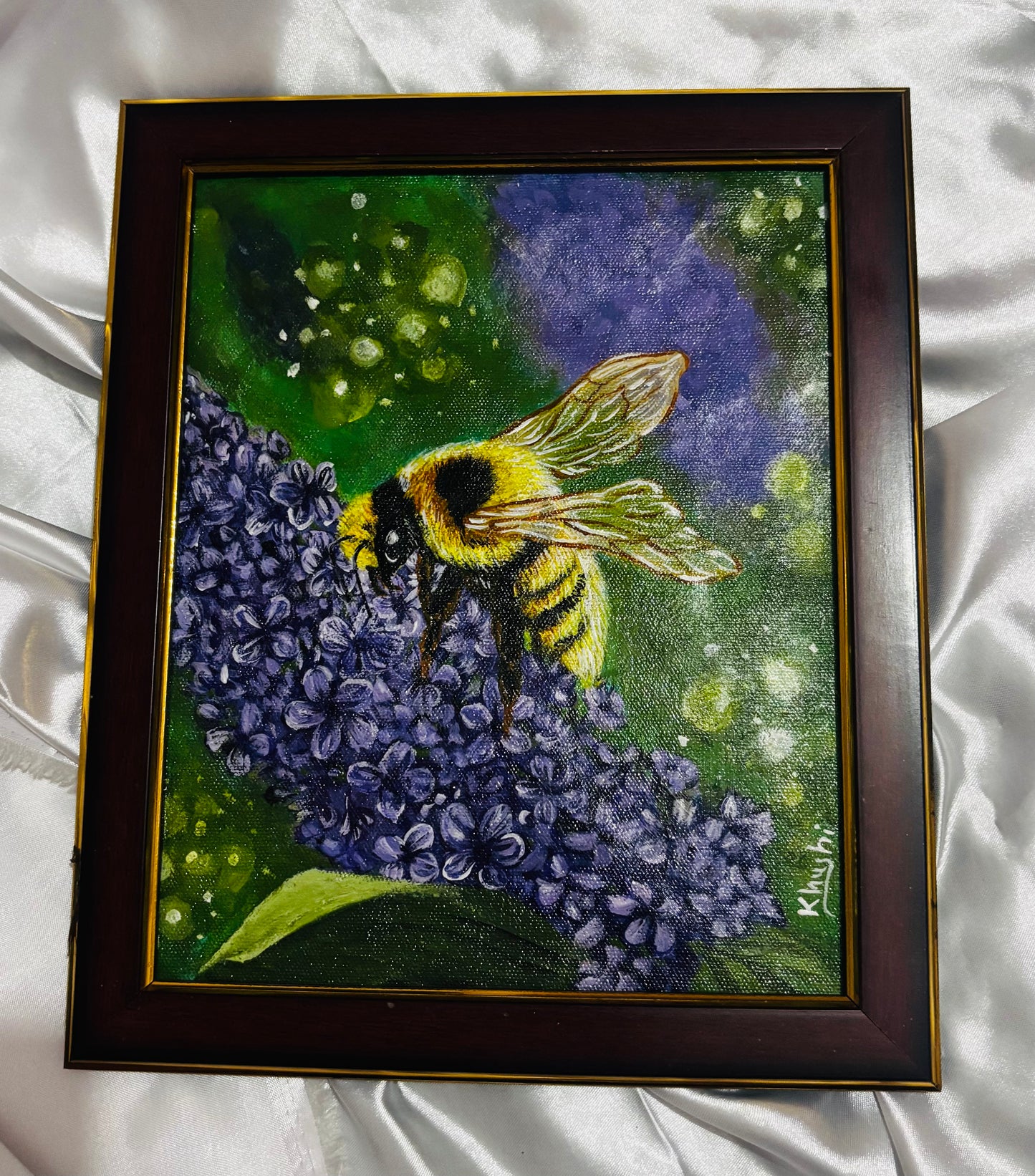 Original Paintings |A Little Visitor|Acrylic on Canvas 12x10 in (Framed)