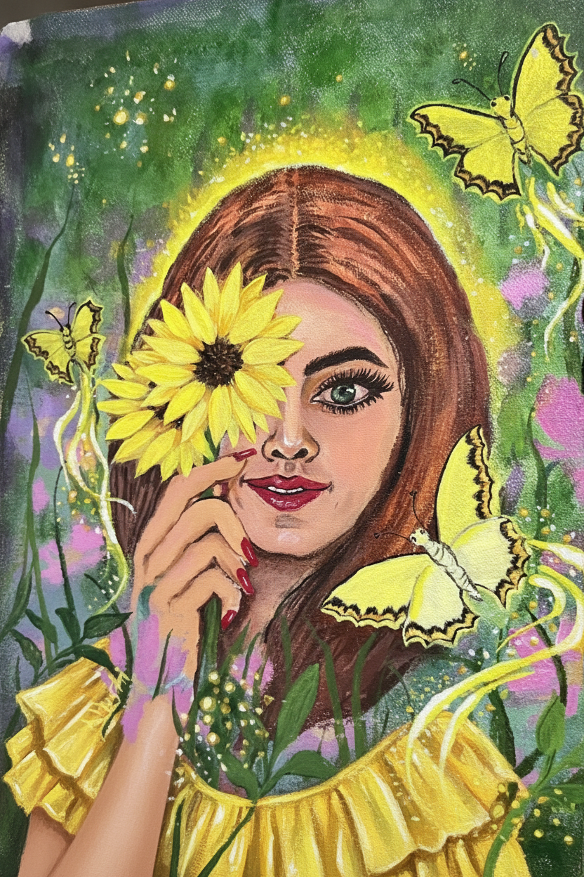 Original Paintings |Inner Bloom,Acrylic on Canvas, 12x13 in (Un-Framed)