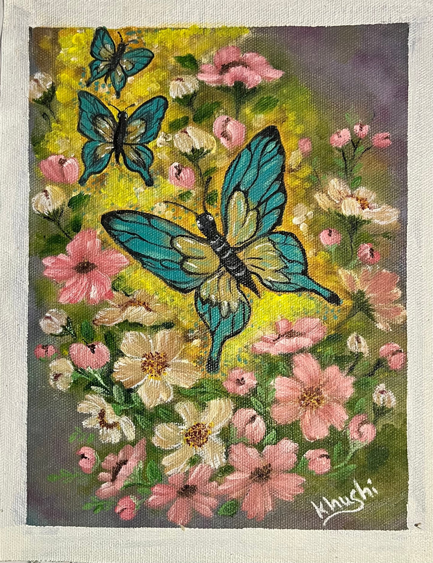 Original Paintings ,Whispers of Spring Wings,Oil on Canvas, 10x8 in (un-Framed)