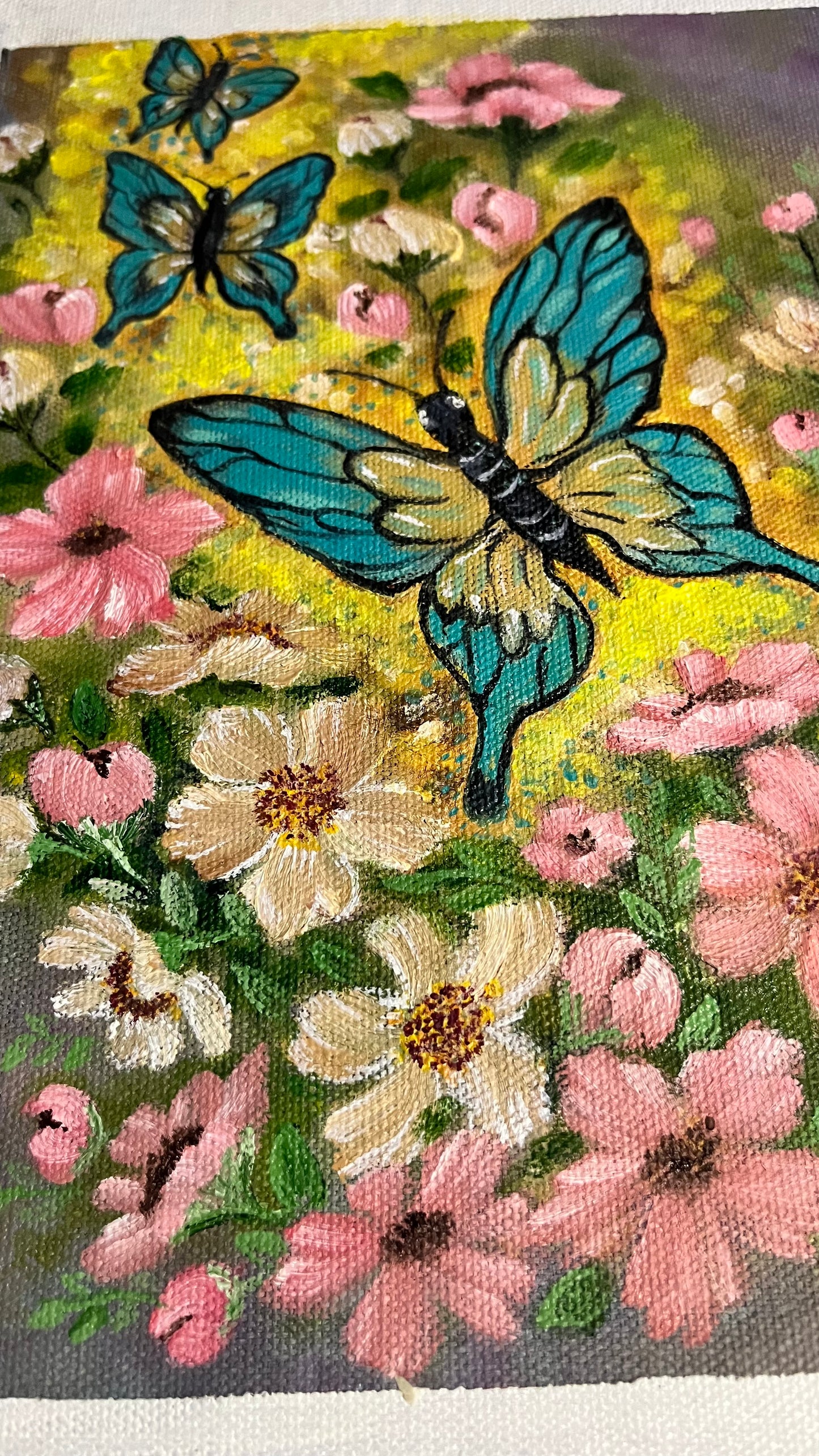 Original Paintings ,Whispers of Spring Wings,Oil on Canvas, 10x8 in (un-Framed)
