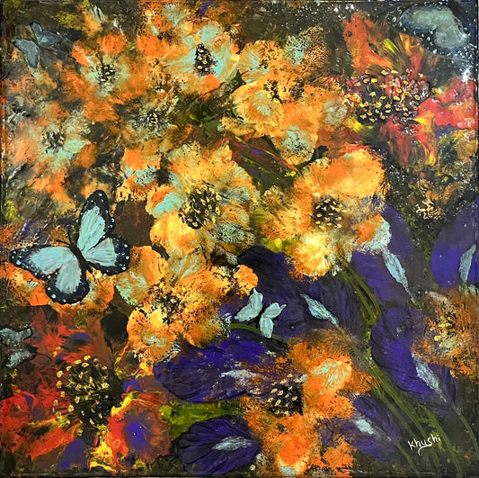 Chromatic Bloomscape,Oil on Canvas, 20x20 in(Stretched Canvas)