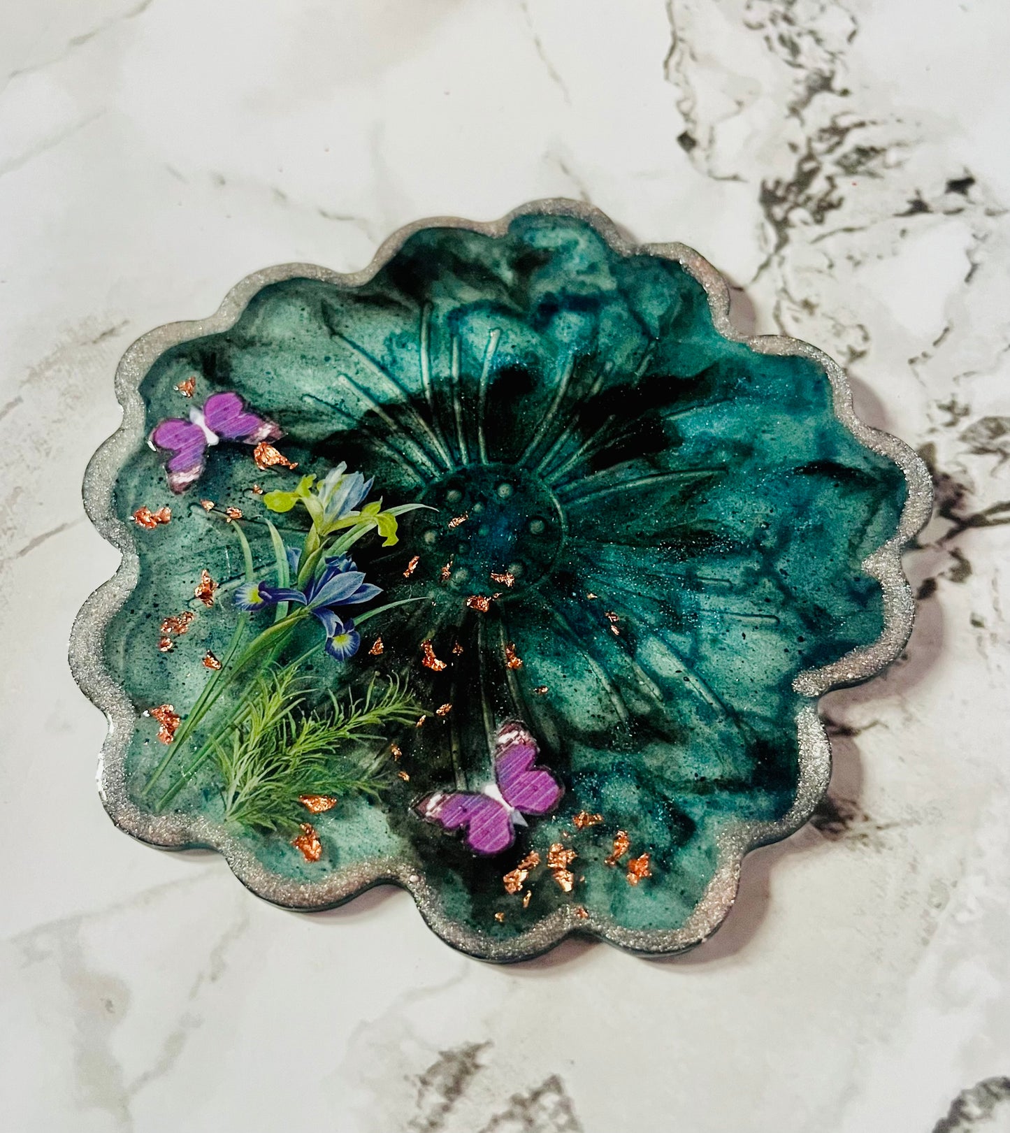 Handmade UV Resin Enchanted Midnight Garden Coaster