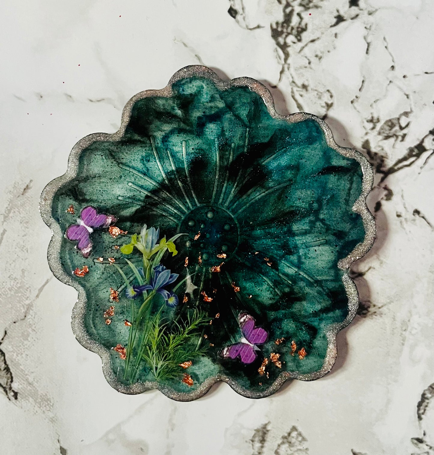 Handmade UV Resin Enchanted Midnight Garden Coaster