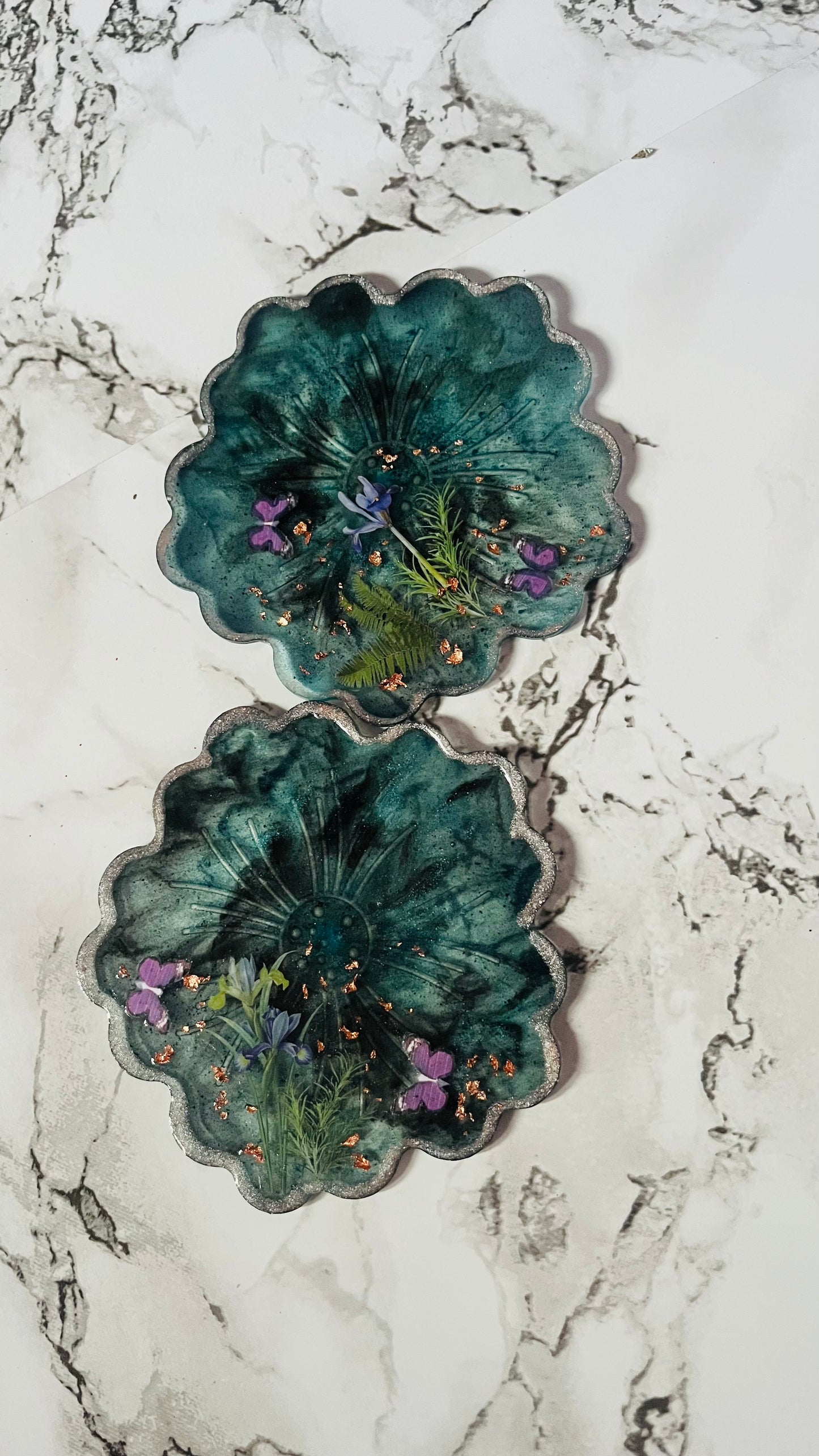 Handmade UV Resin Enchanted Midnight Garden Coaster