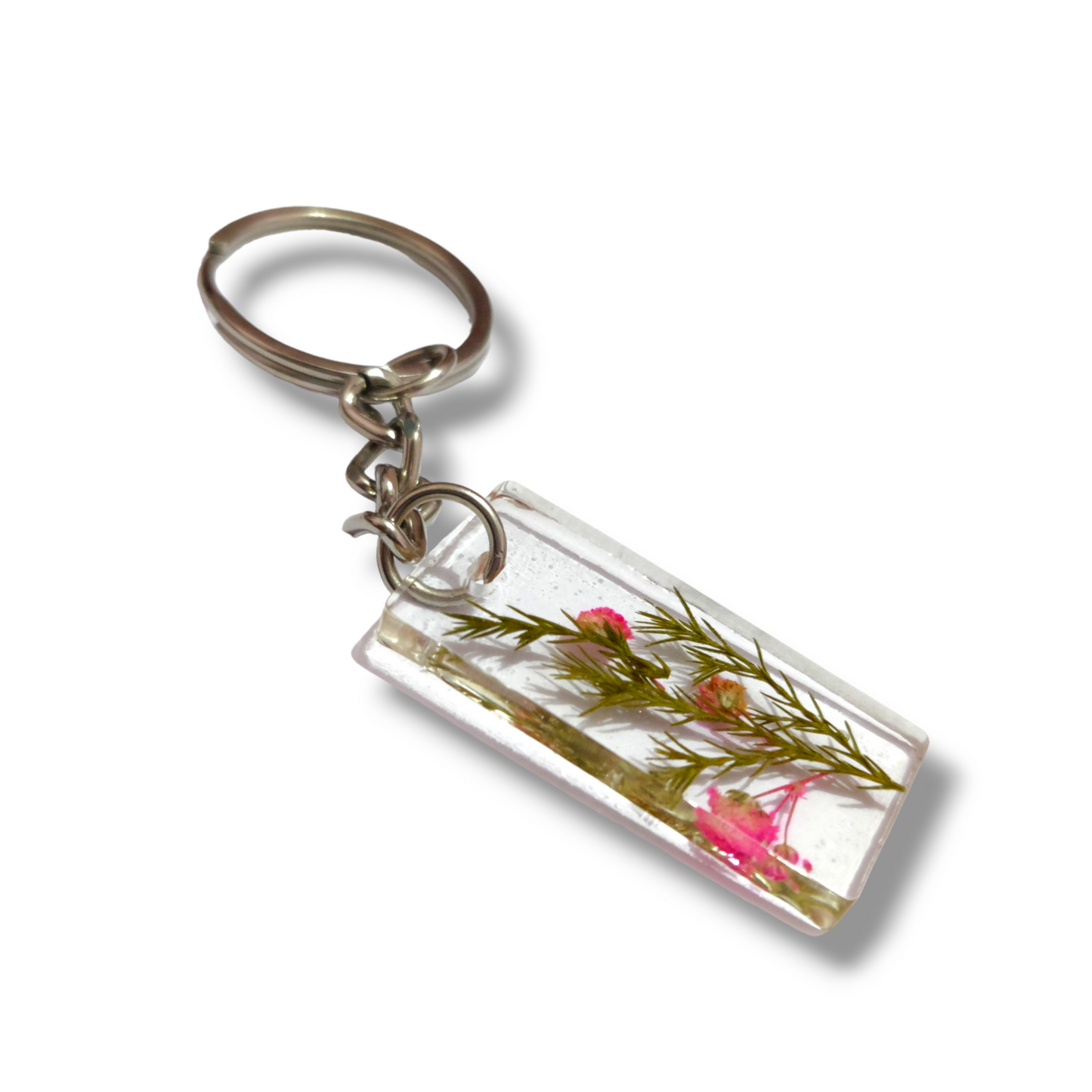 Slim Rectangle UV Resin Botanical Keychain