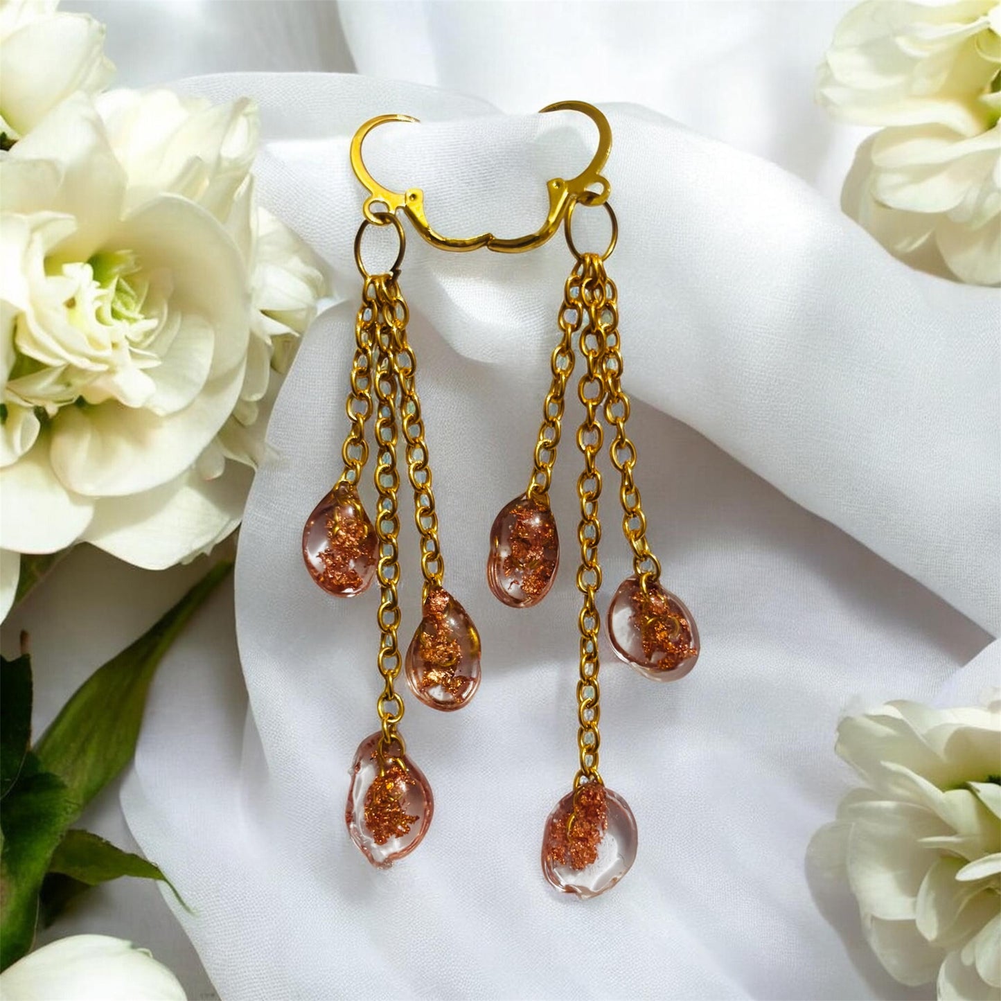 Handmade Resin  Earrings with Preserved Flowers