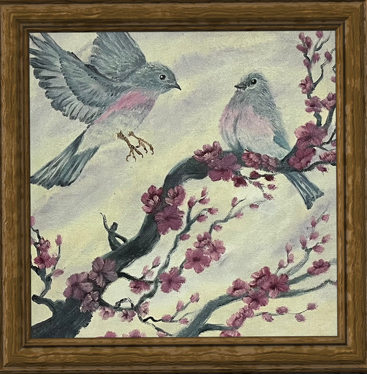 Original Paintings | Blossoms in Conversation,Oil on Canvas, 12x12 in(Un-Framed)