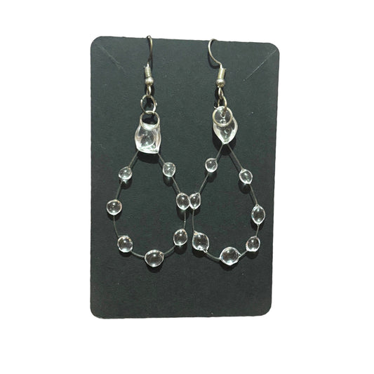 Handmade Floating Dewdrop Teardrop Wire UV resin Earrings