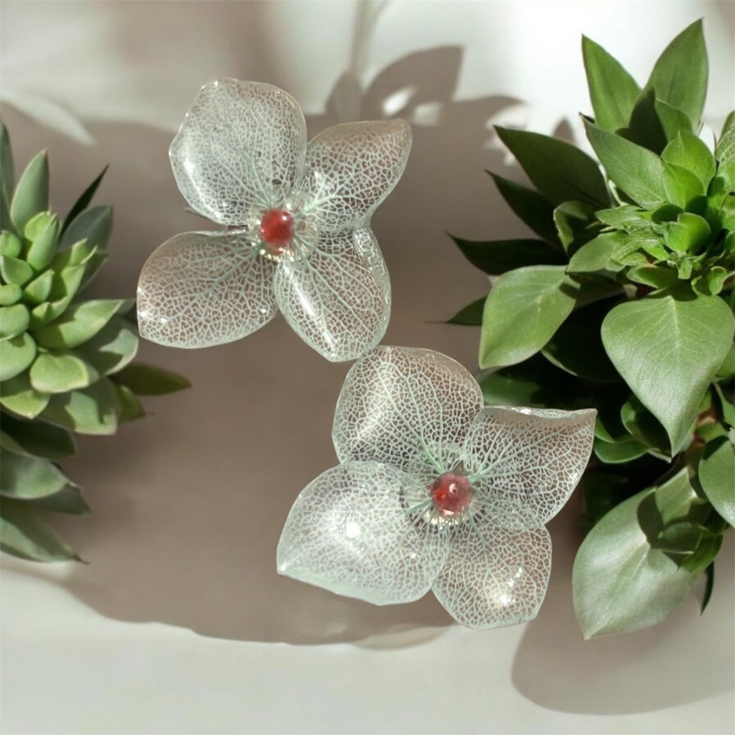 Handmade Hydrangea Flower UV Resin Stud