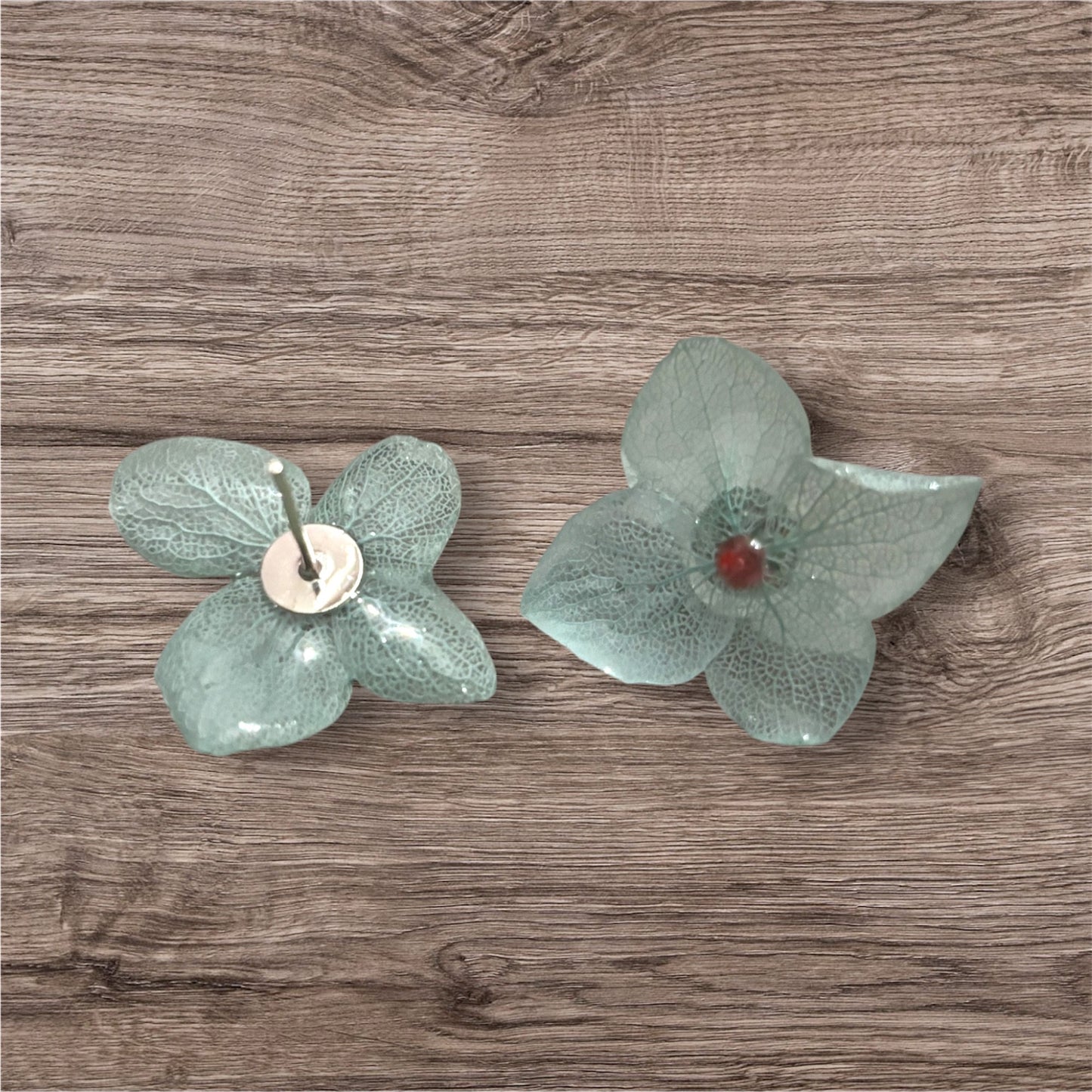 Handmade Hydrangea Flower UV Resin Stud