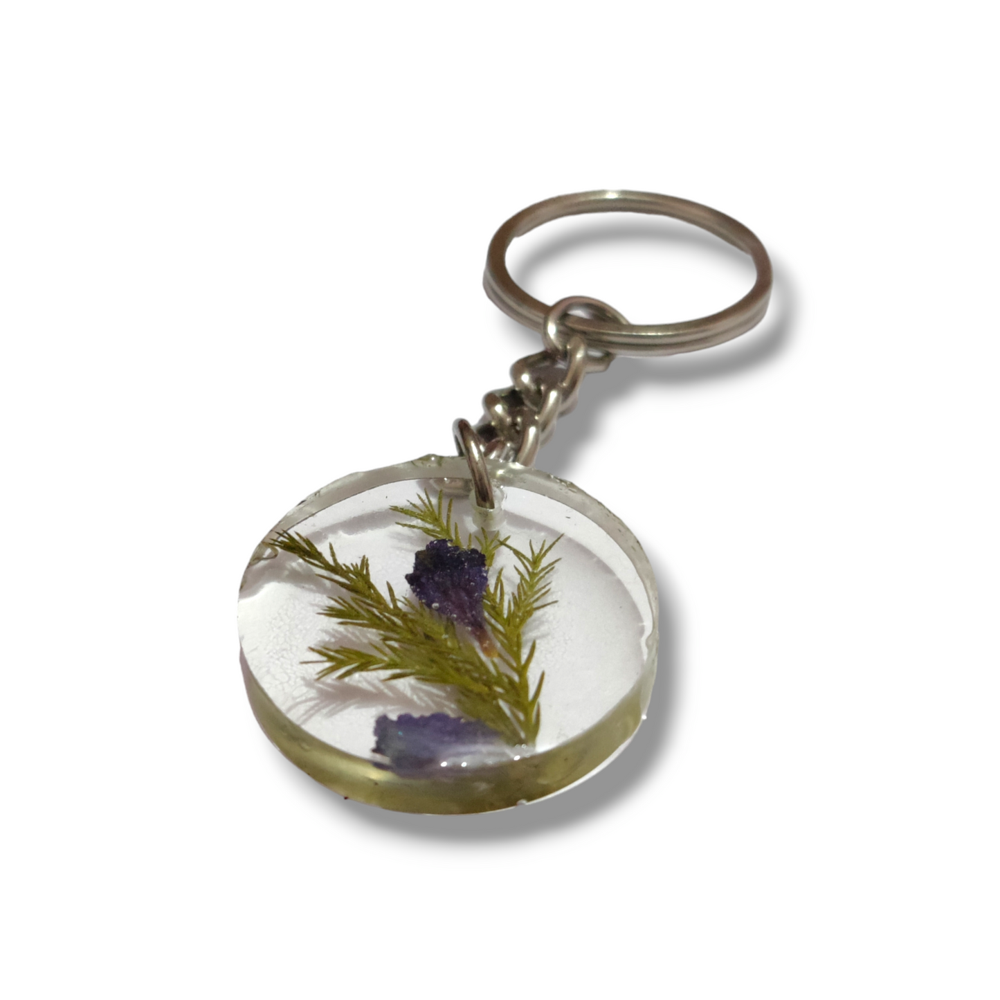 Round UV Resin Preserved Flower Keychain