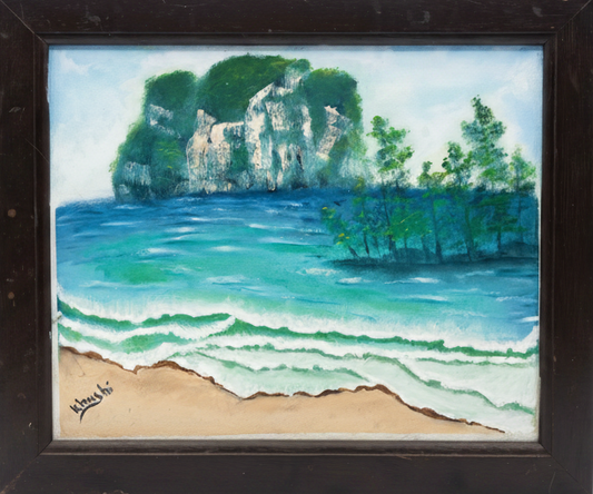 Original Paintings ,Ocean Solitude,Oil on Canvas 14X12 in (Framed)